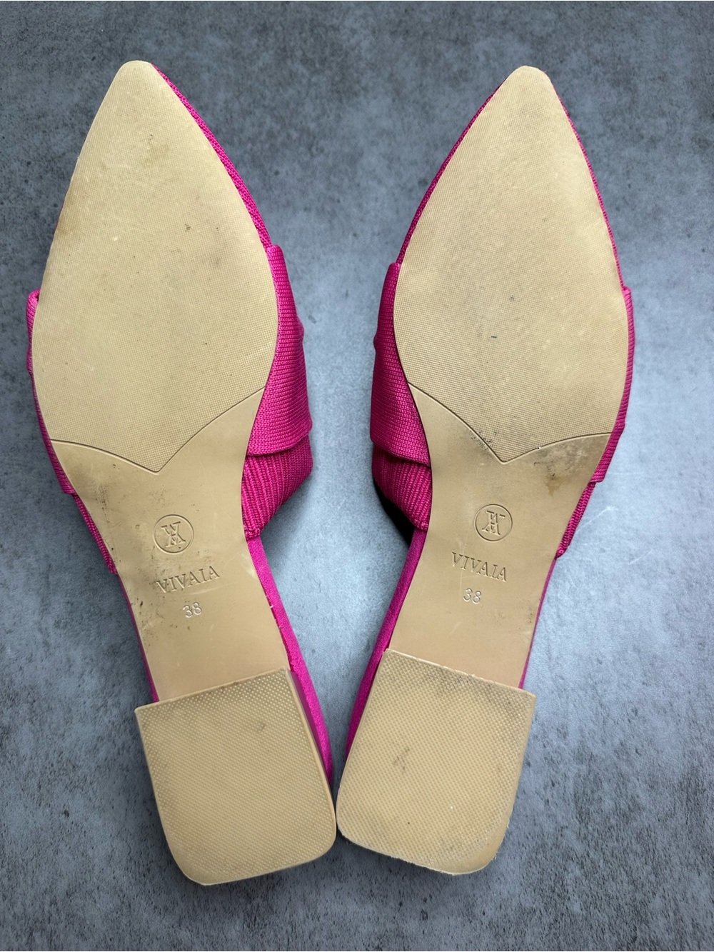 VIVAIA Pink Knit Pointed Toe Knot Mules Size 38 - Picture 6 of 7